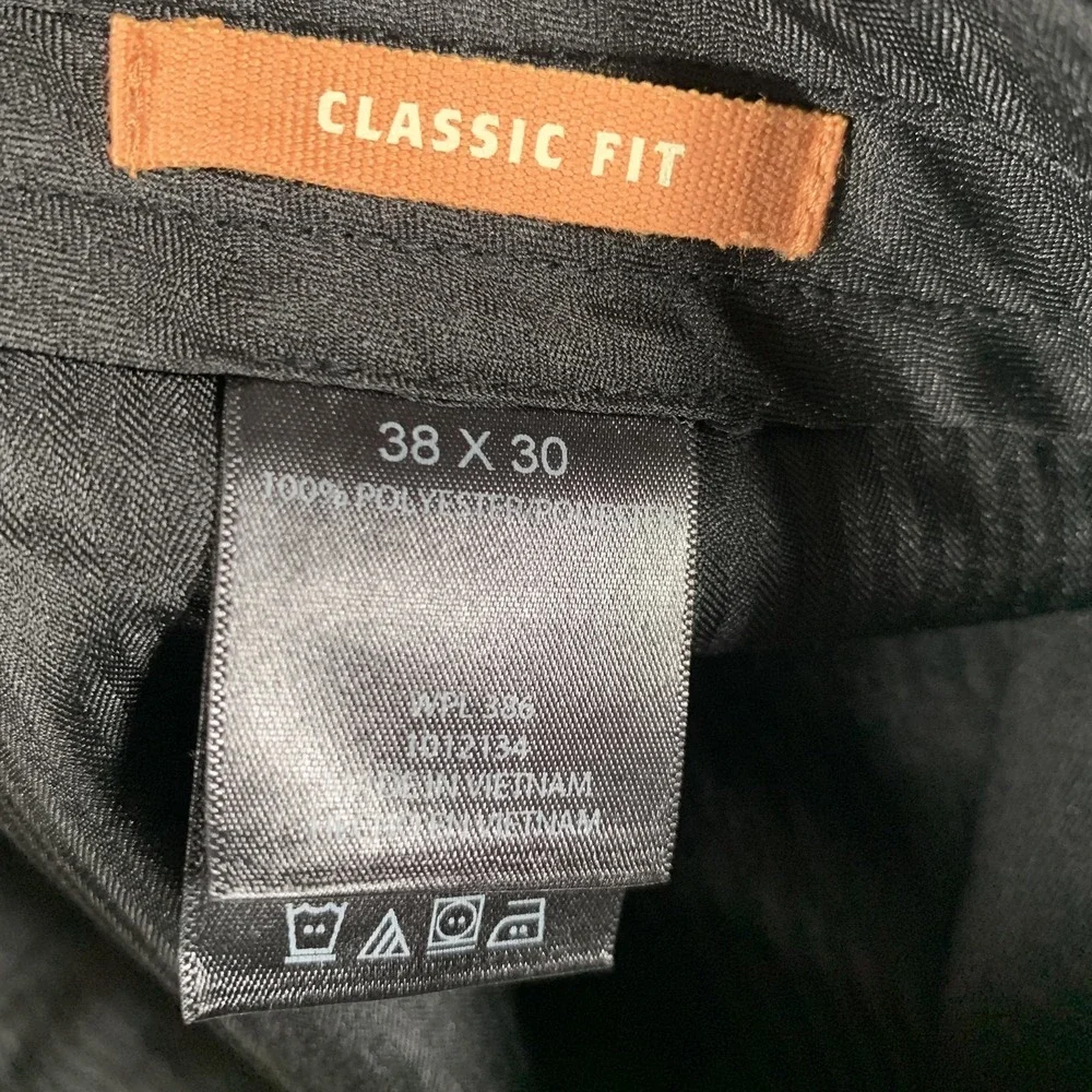 Haggar Dress Pants Mens 38x30 Black Classic Fit Gabardine Work Business